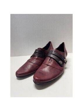Dorking by Fluchos Burgundy Leather Monk Strap Loafers Made in Spain Size 9 40